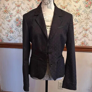 Rock & Republic black blazer small with subtle pattern. Striped lining. Pockets